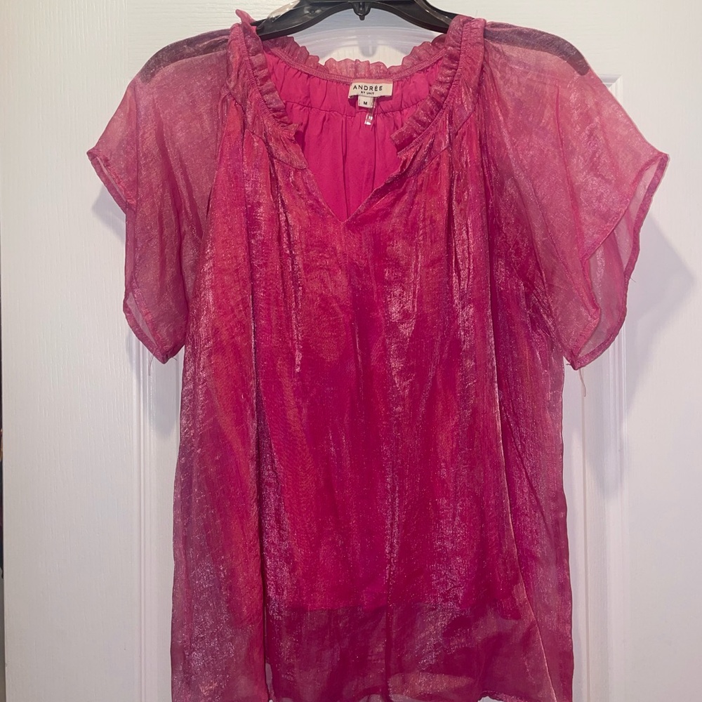 Andree Pink Ruffled Relaxed Blouse
